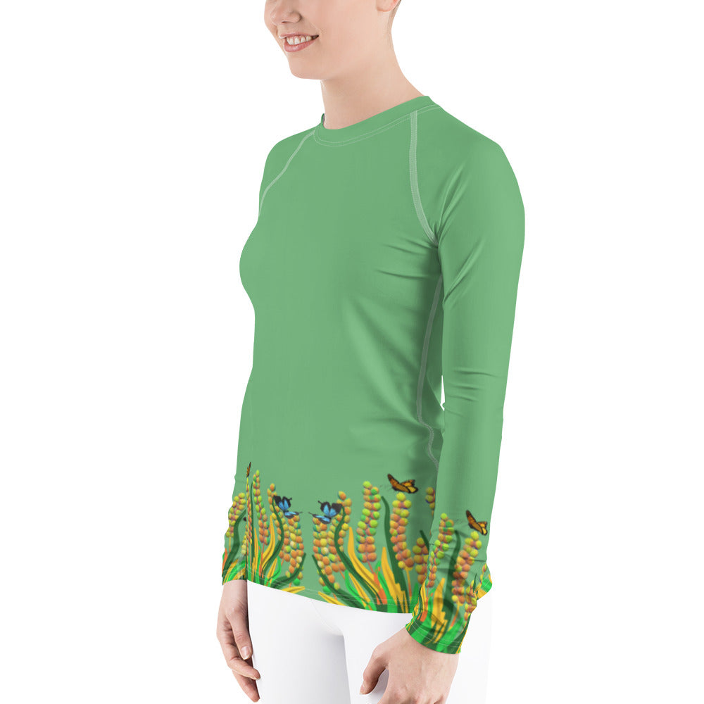 Women's Rash Guard with green grass