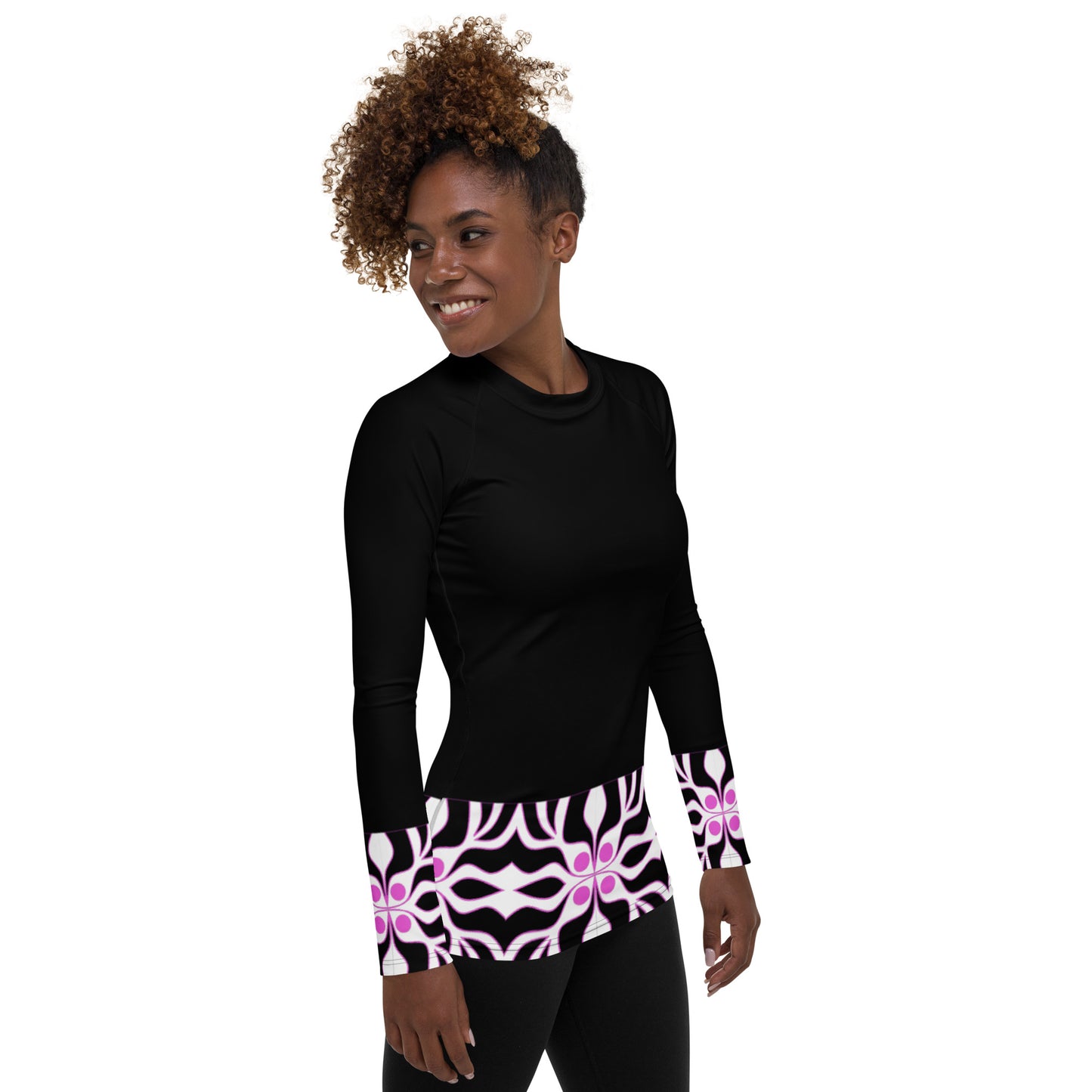 Women's Rash Guard with black and purple print