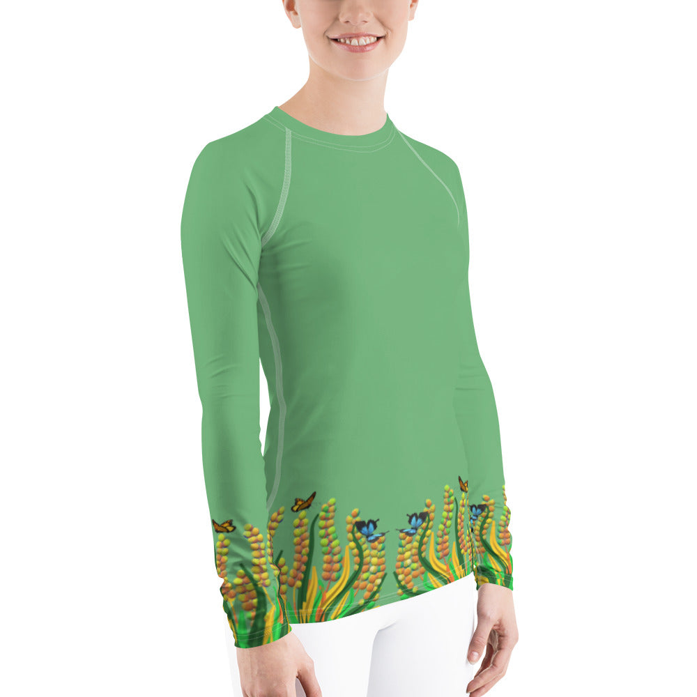 Women's Rash Guard with green grass