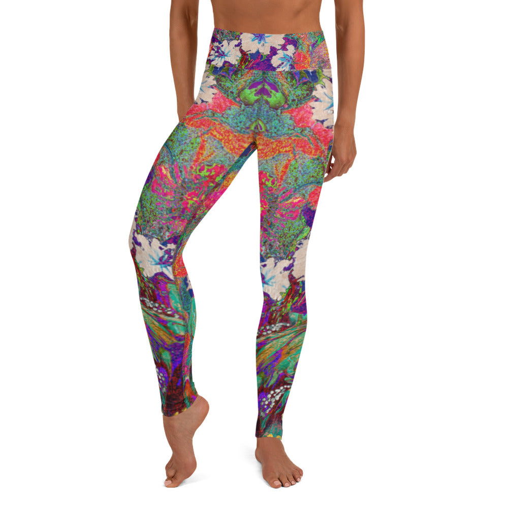 Yoga Leggings orange flowers