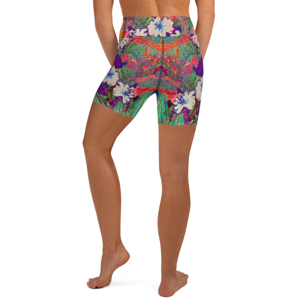 Yoga Shorts orange flowers
