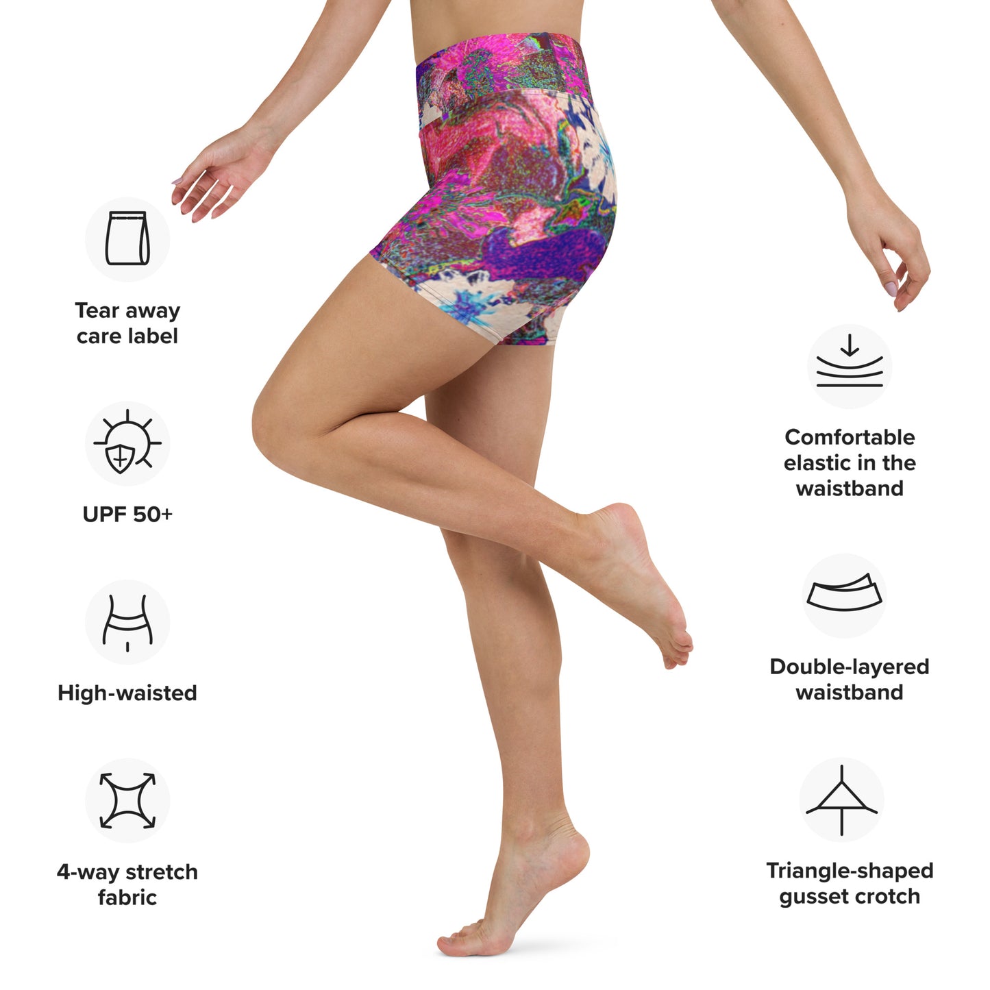 Yoga Shorts pink flowers