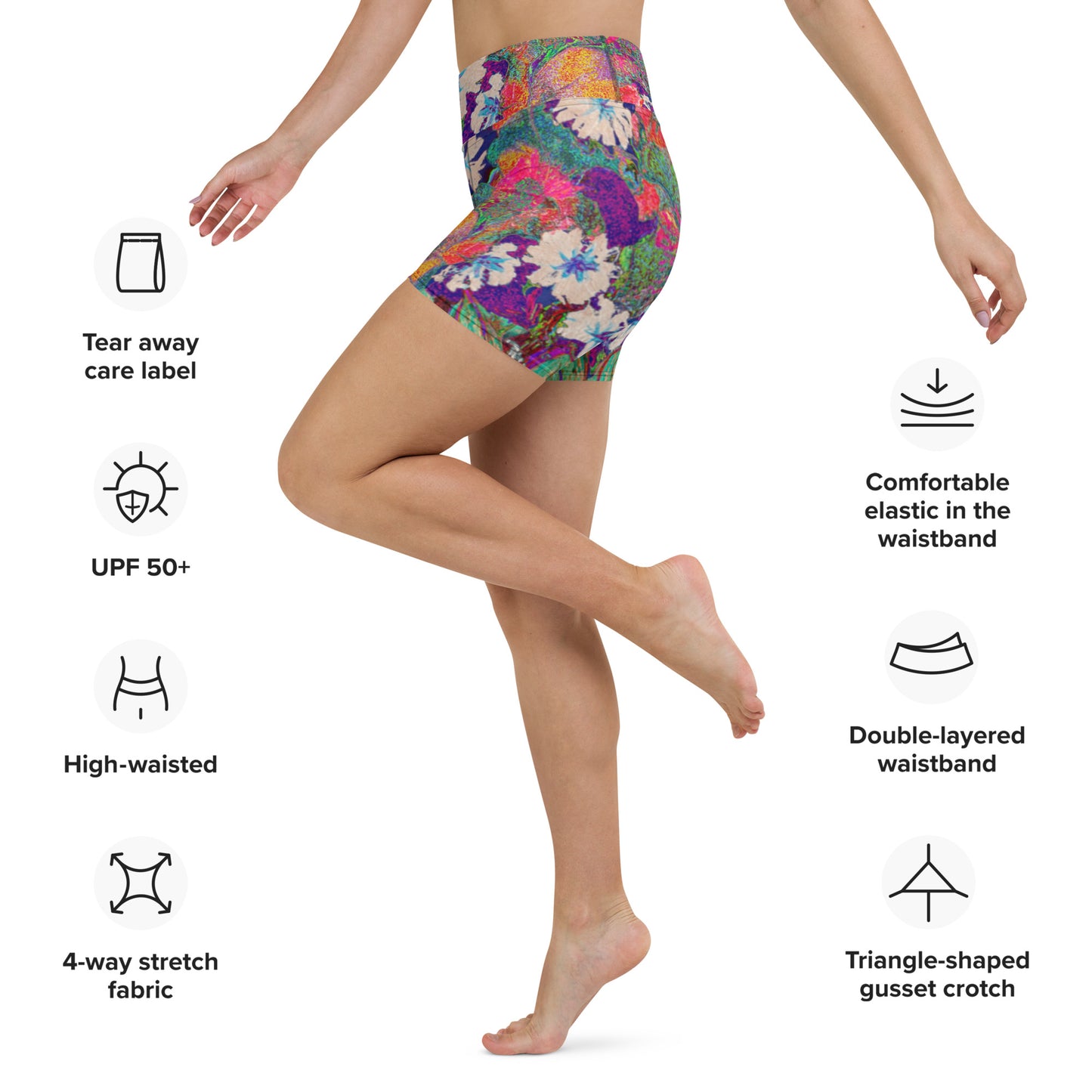 Yoga Shorts orange flowers
