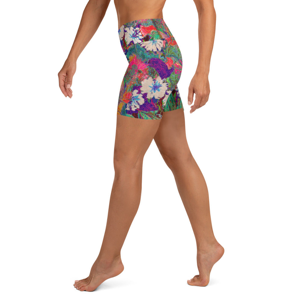 Yoga Shorts orange flowers