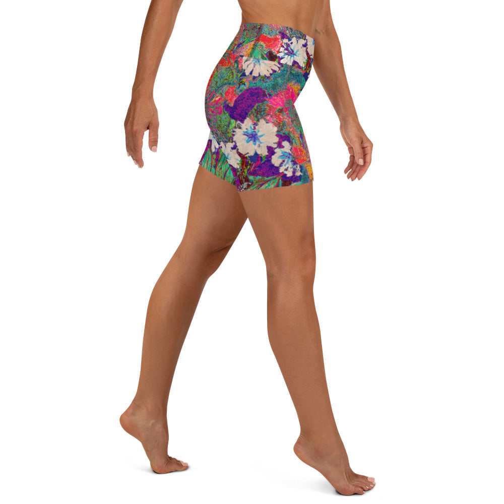 Yoga Shorts orange flowers