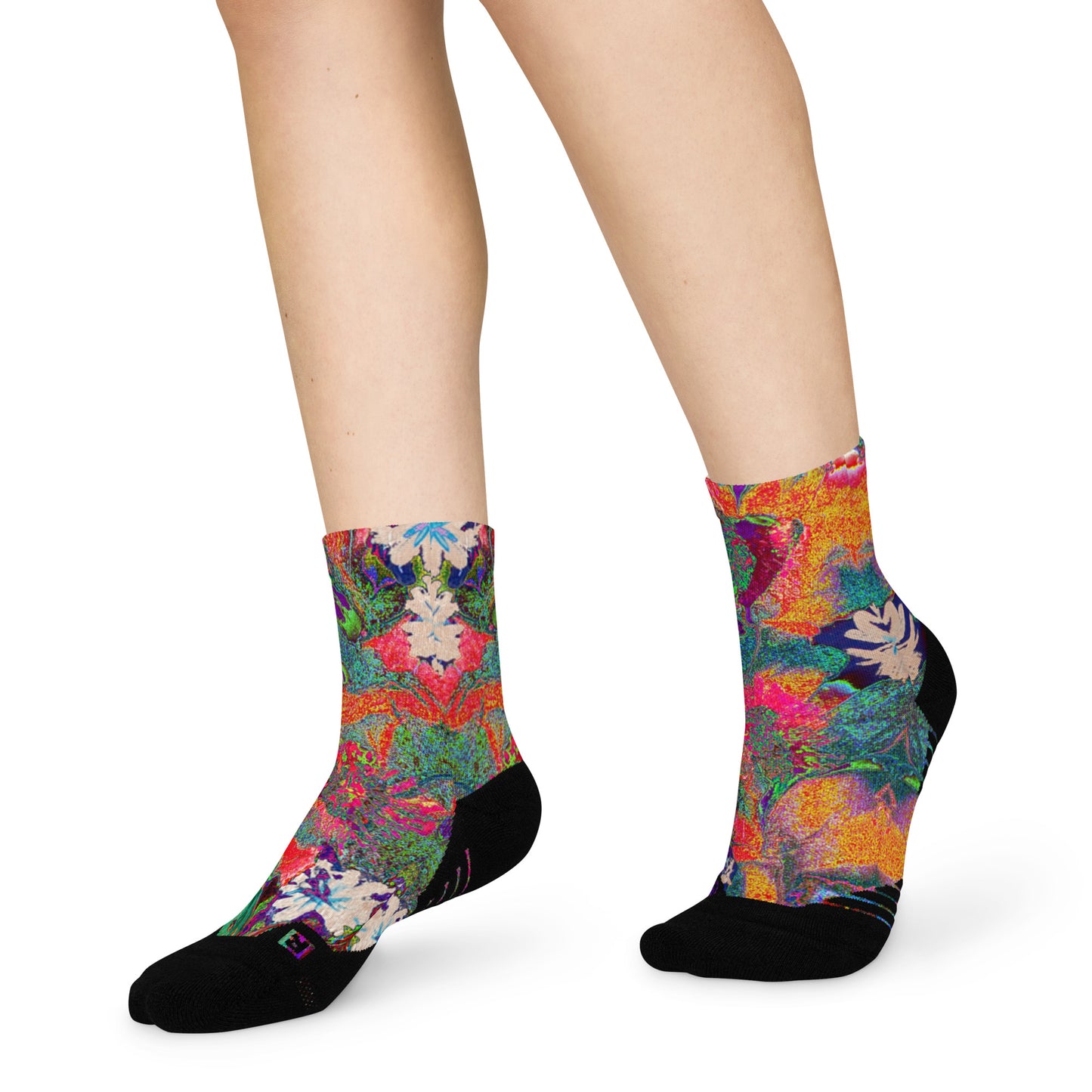 Ankle socks orange flowers