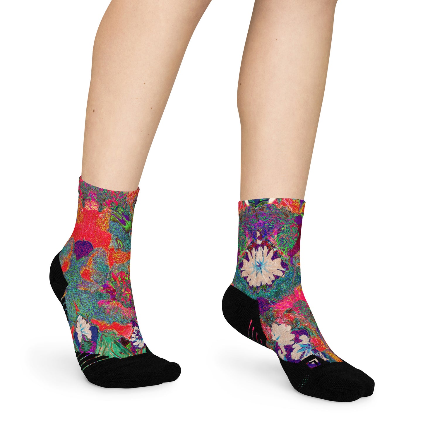 Ankle socks orange flowers