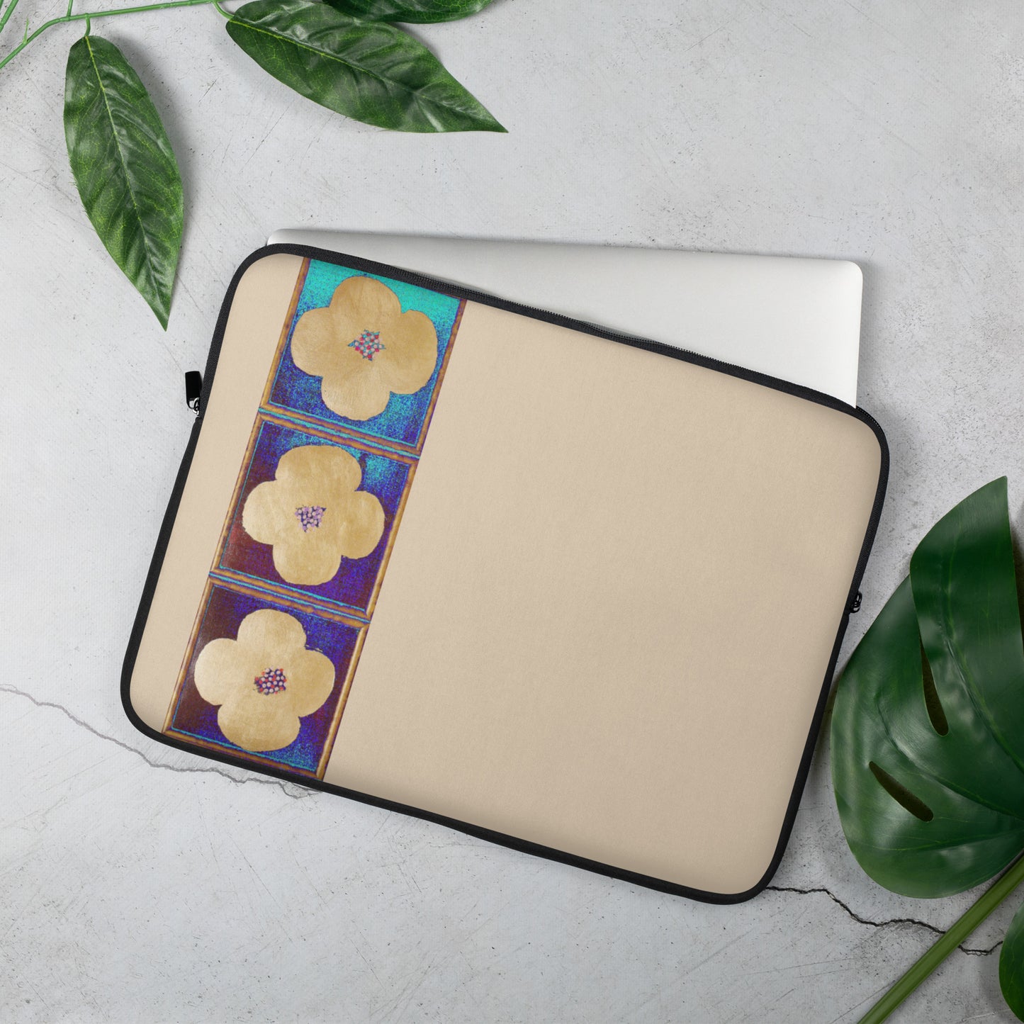 Laptop Sleeve with goldish flowers
