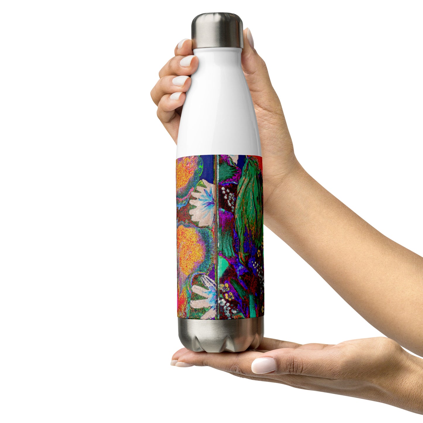Stainless Steel Water Bottle orange flowers