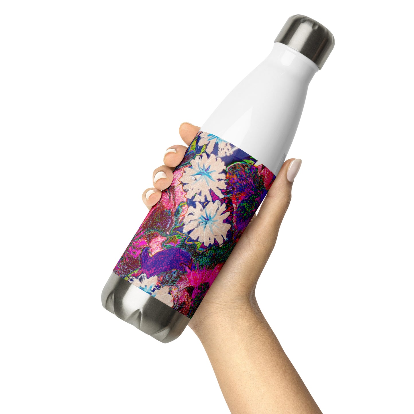 Stainless Steel Water Bottle pink flowers