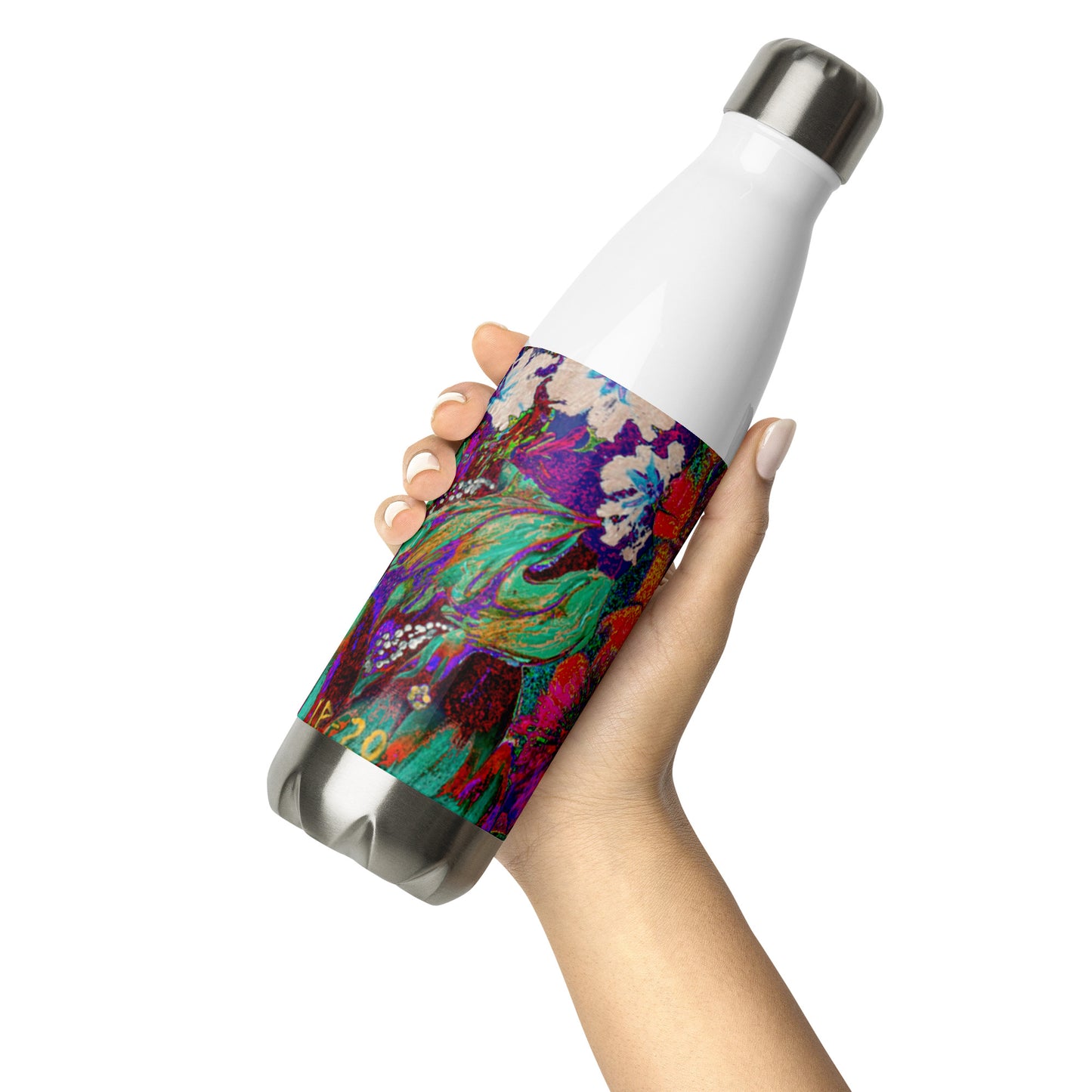 Stainless Steel Water Bottle orange flowers