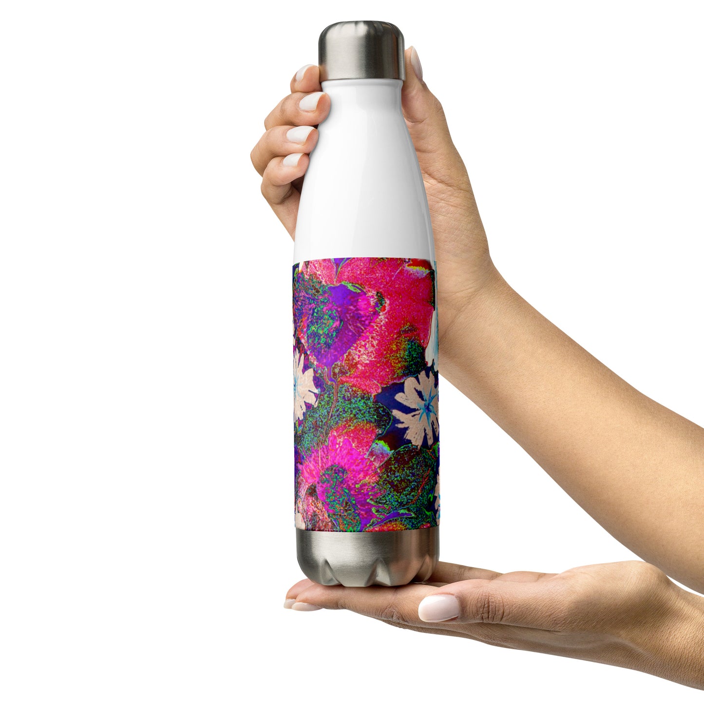 Stainless Steel Water Bottle pink flowers