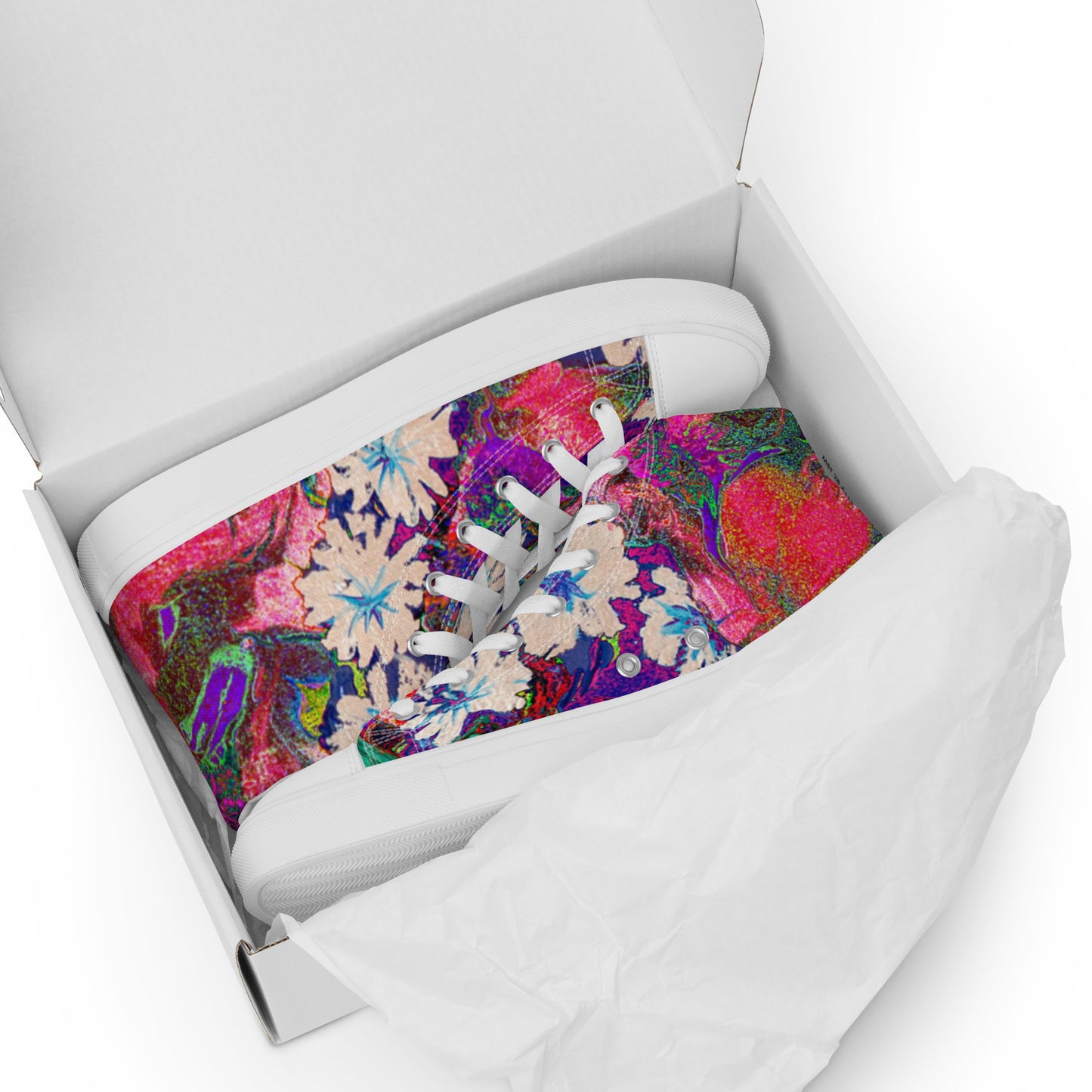 Women’s high top canvas shoes pink flowers