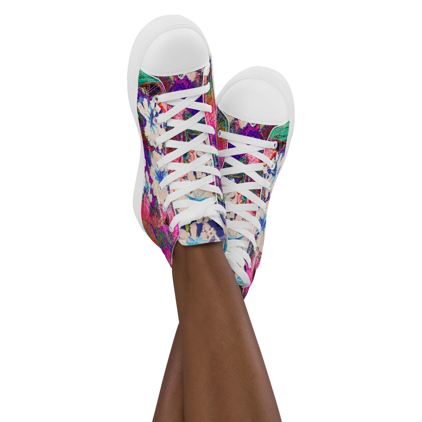 Women’s high top canvas shoes pink flowers