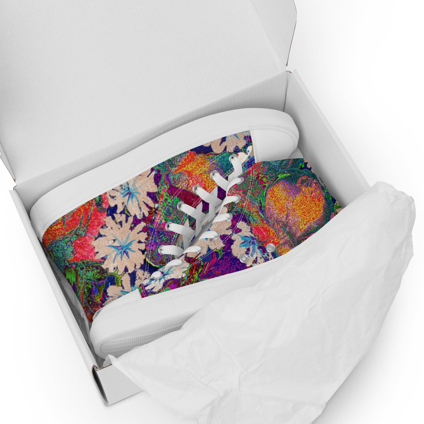 Women’s high top canvas shoes orange flowers