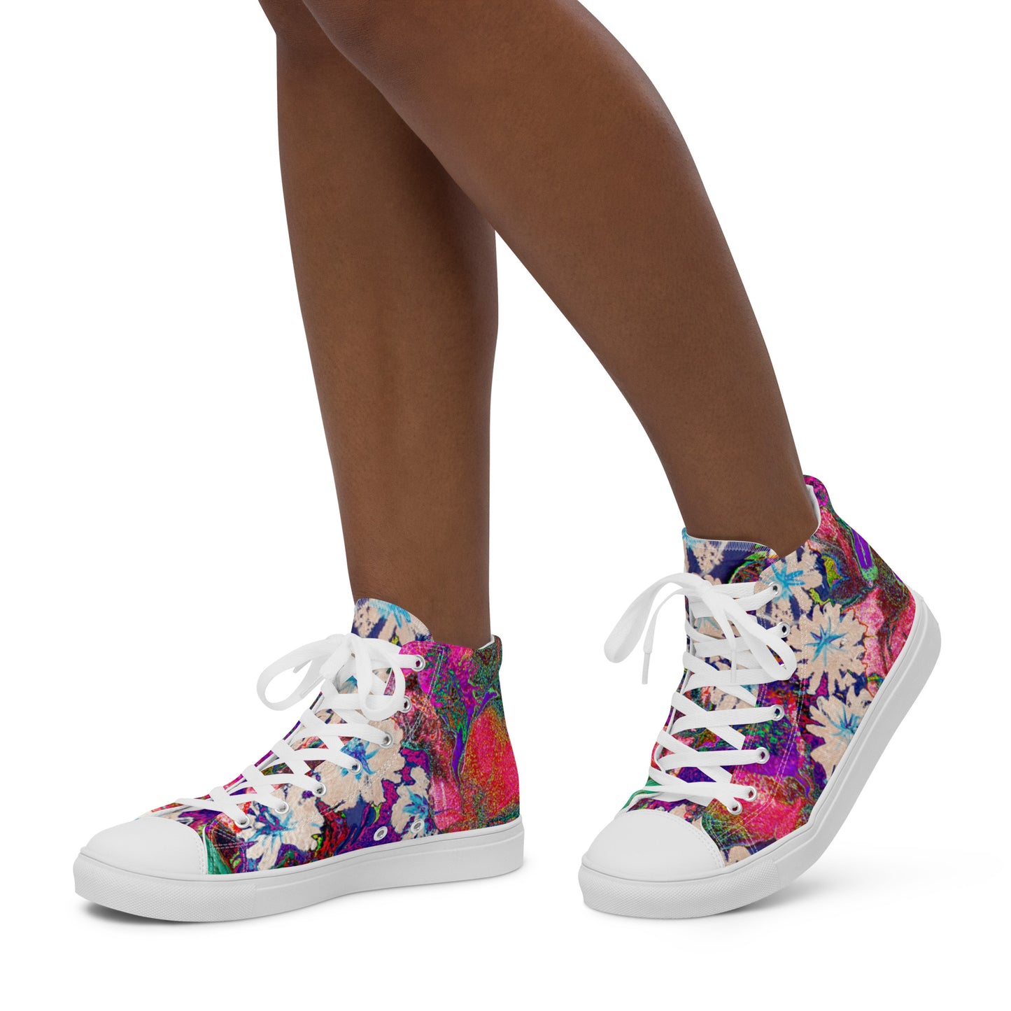 Women’s high top canvas shoes pink flowers