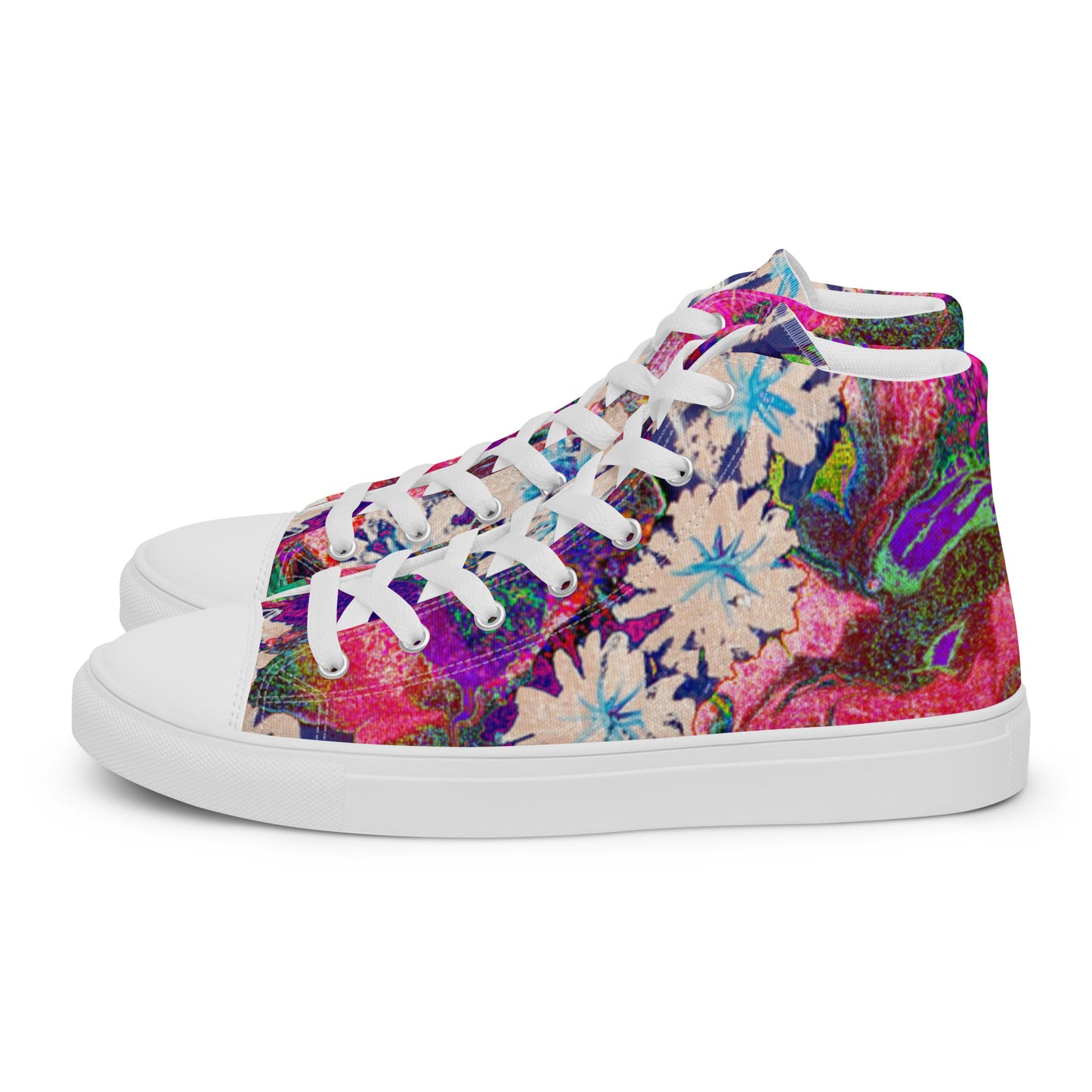 Women’s high top canvas shoes pink flowers