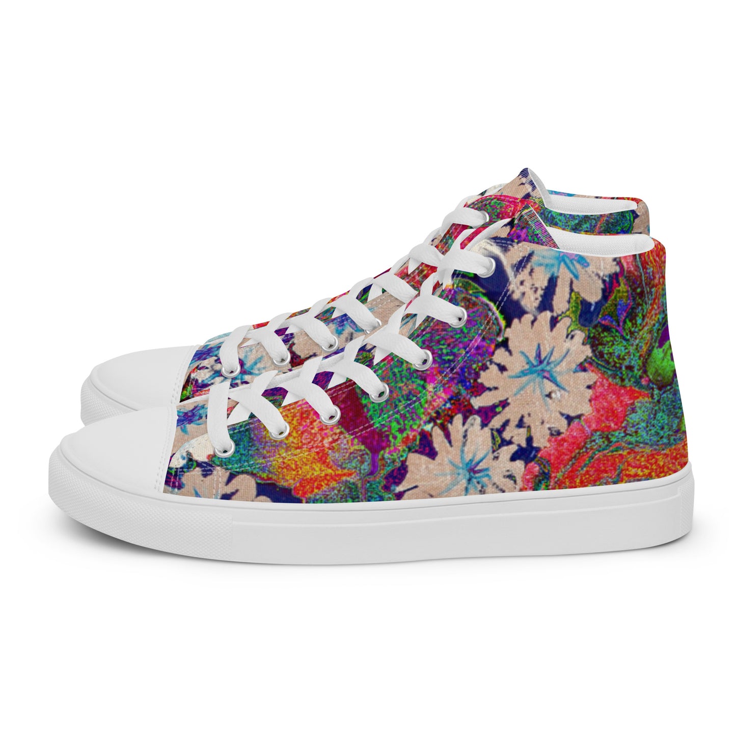 Women’s high top canvas shoes orange flowers