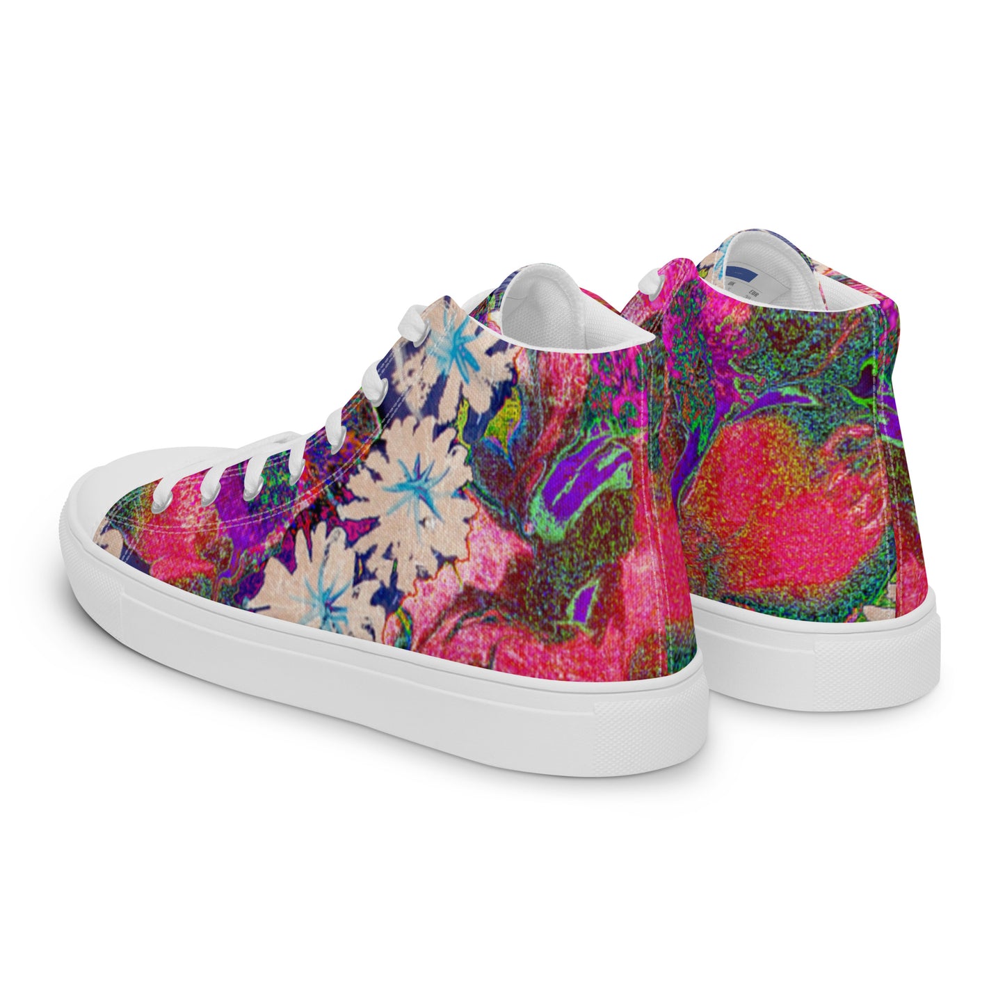 Women’s high top canvas shoes pink flowers