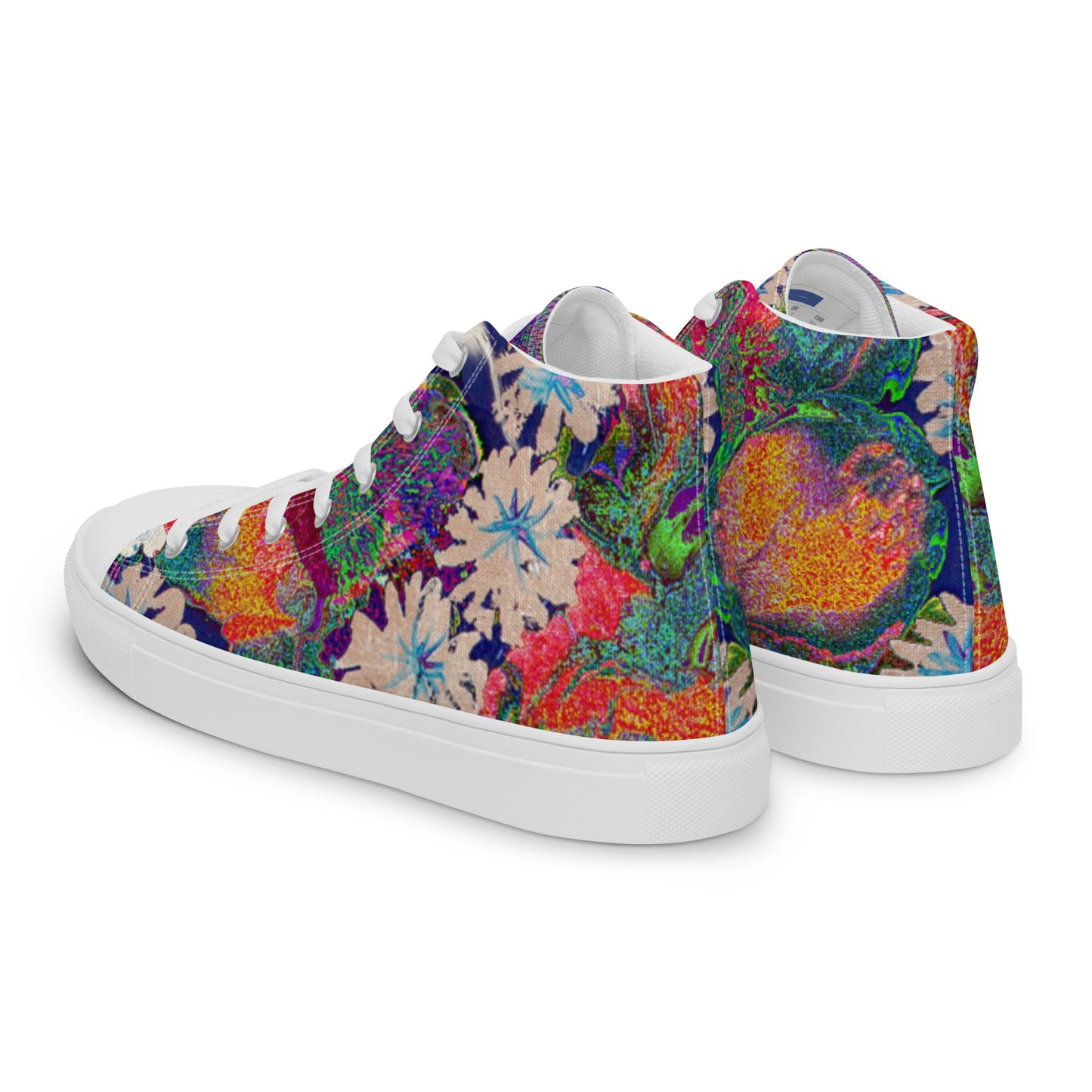 Women’s high top canvas shoes orange flowers