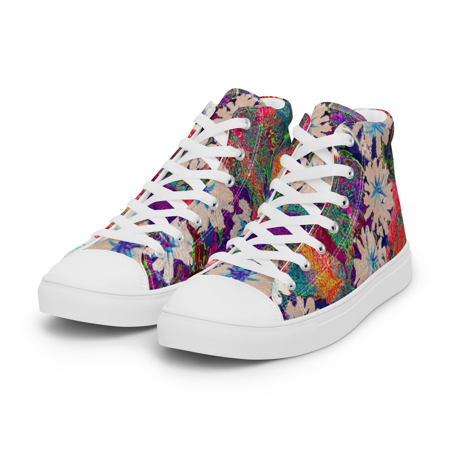 Women’s high top canvas shoes orange flowers