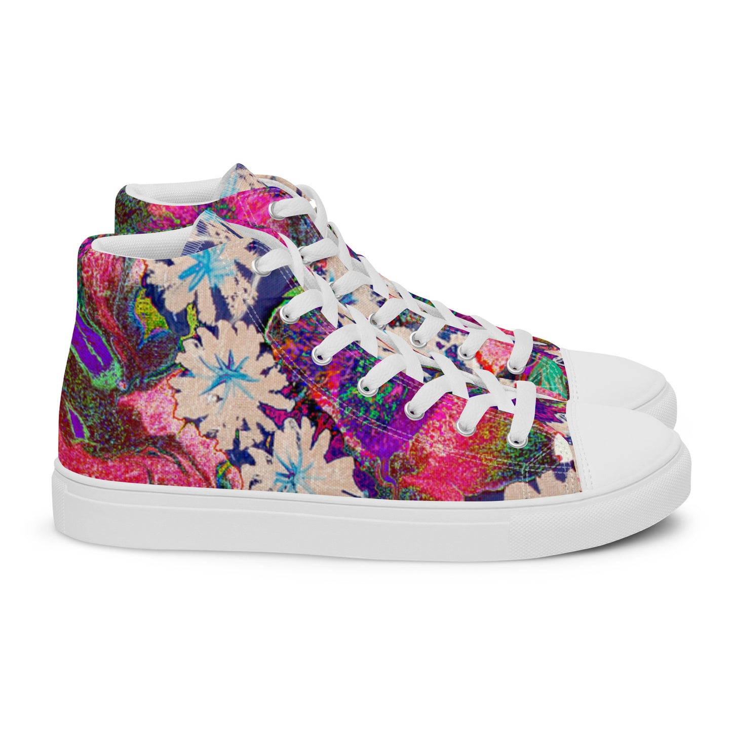 Women’s high top canvas shoes pink flowers