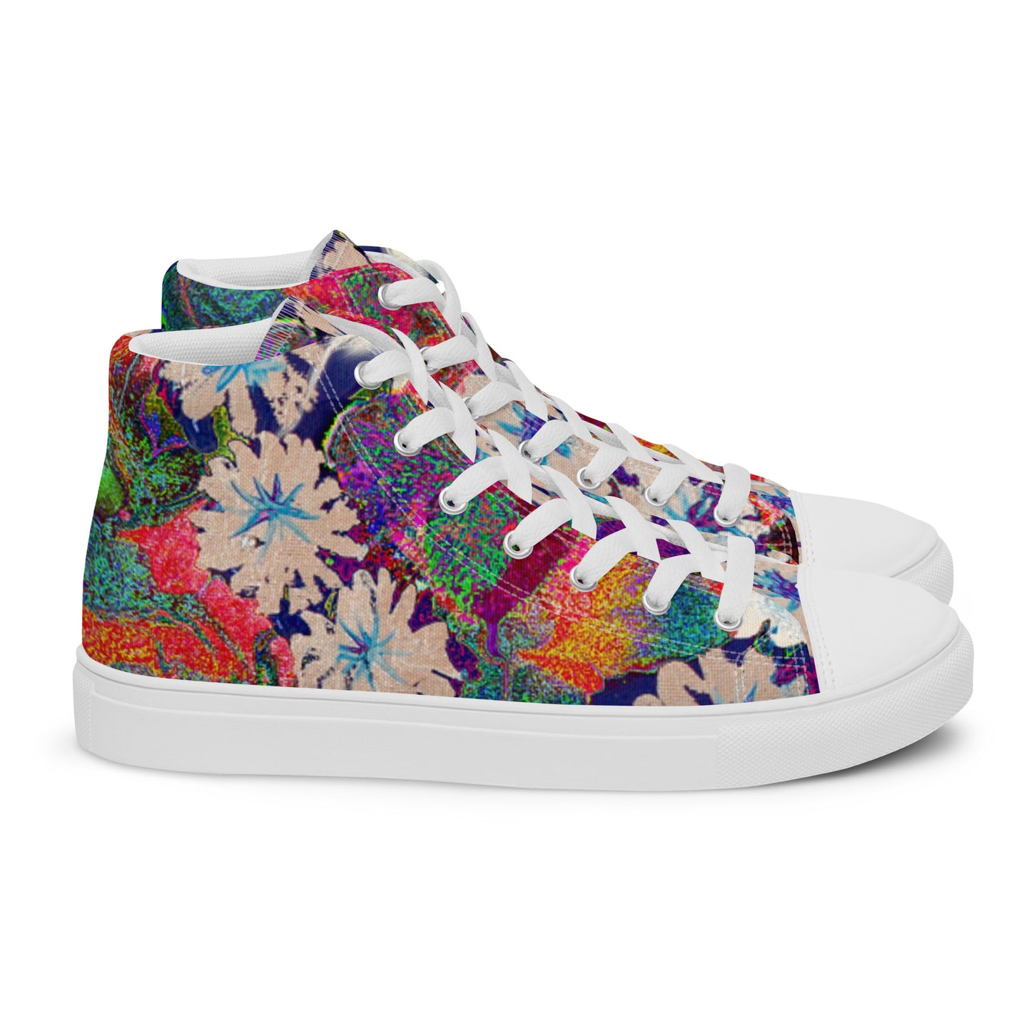 Women’s high top canvas shoes orange flowers