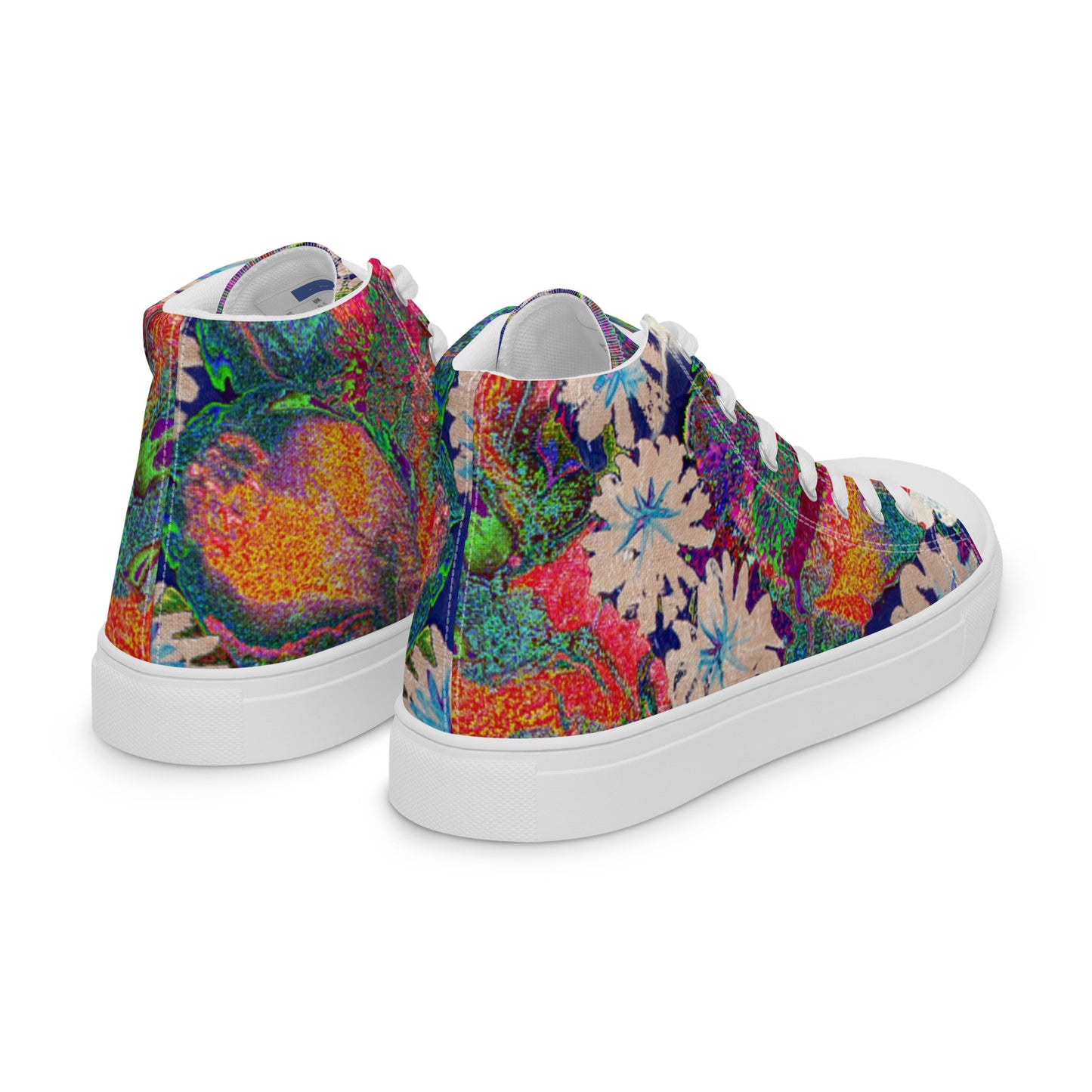 Women’s high top canvas shoes orange flowers