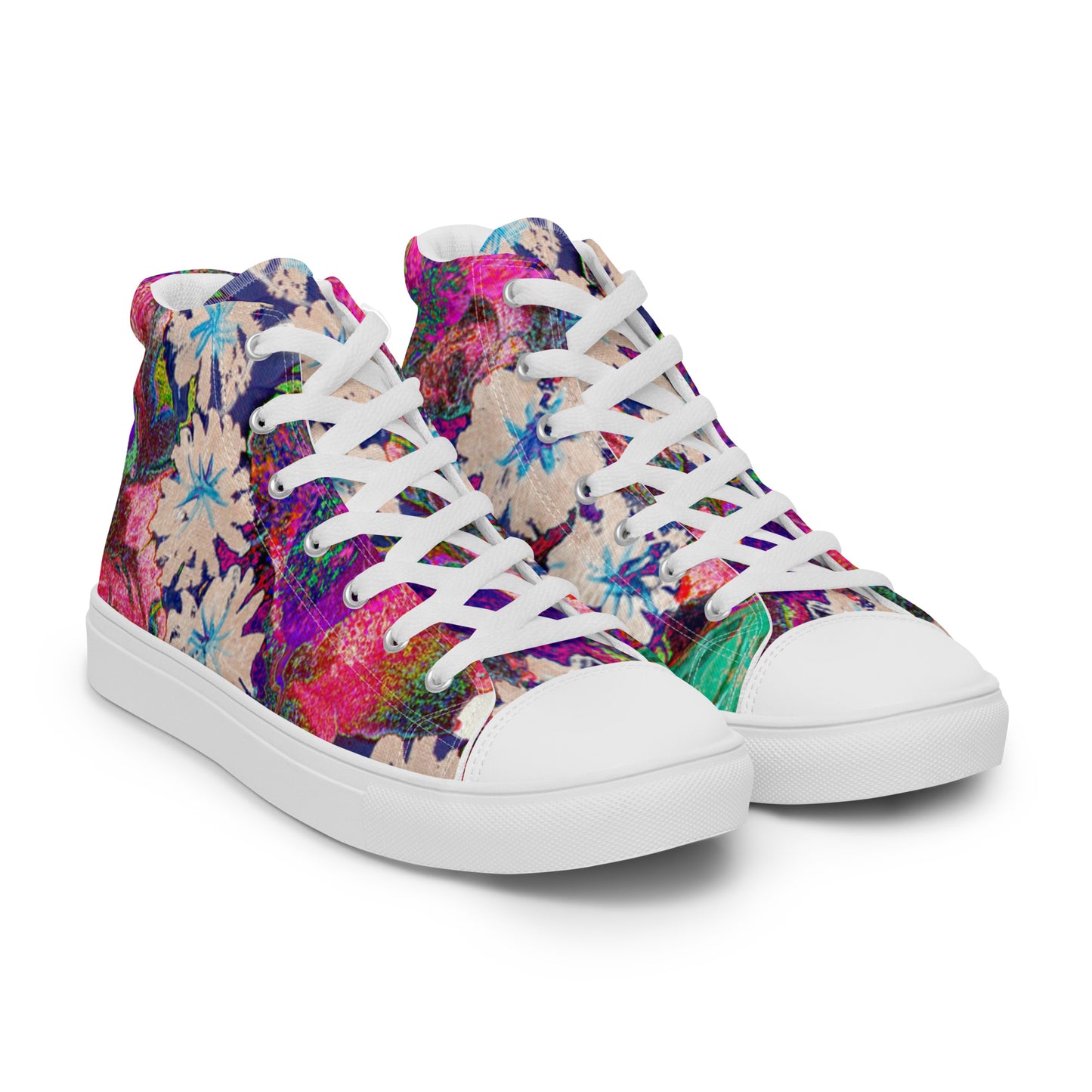 Women’s high top canvas shoes pink flowers