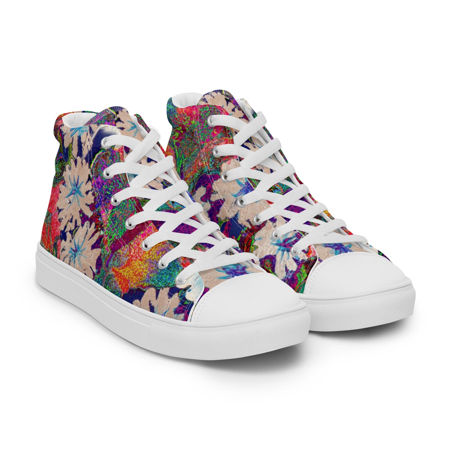 Women’s high top canvas shoes orange flowers