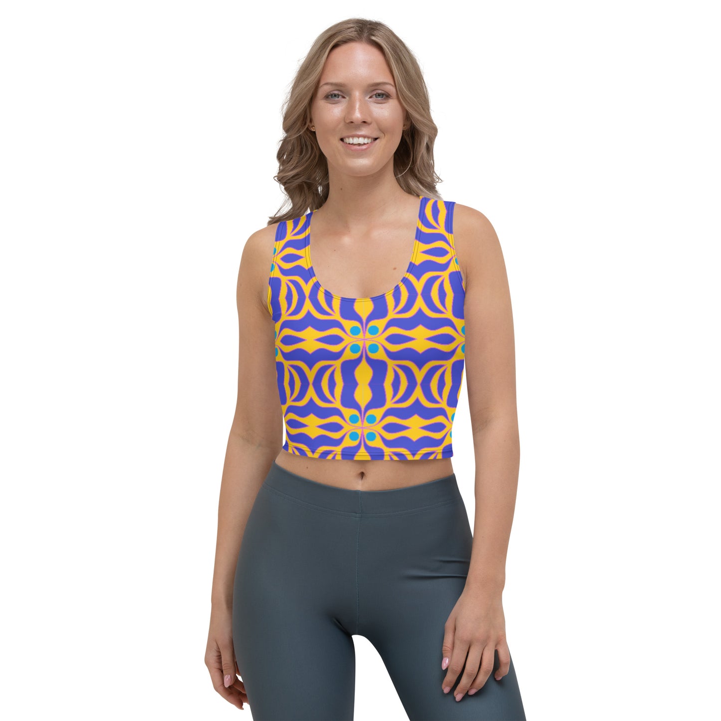 Crop Top with purple and yellow print