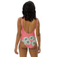 One-Piece Swimsuit Dandelions on pink