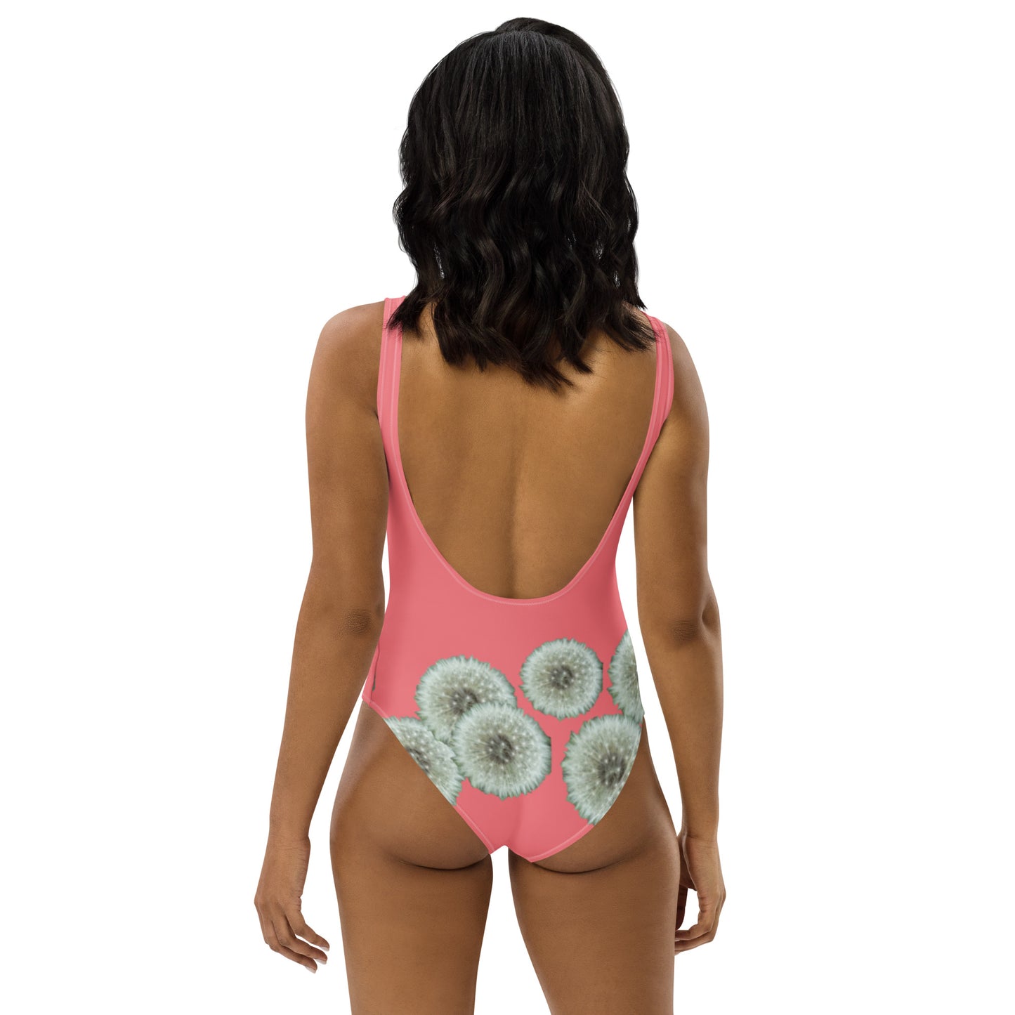 One-Piece Swimsuit Dandelions on pink