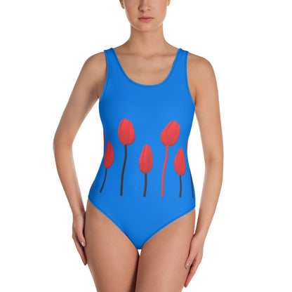 One-Piece Swimsuit Tulip on blue