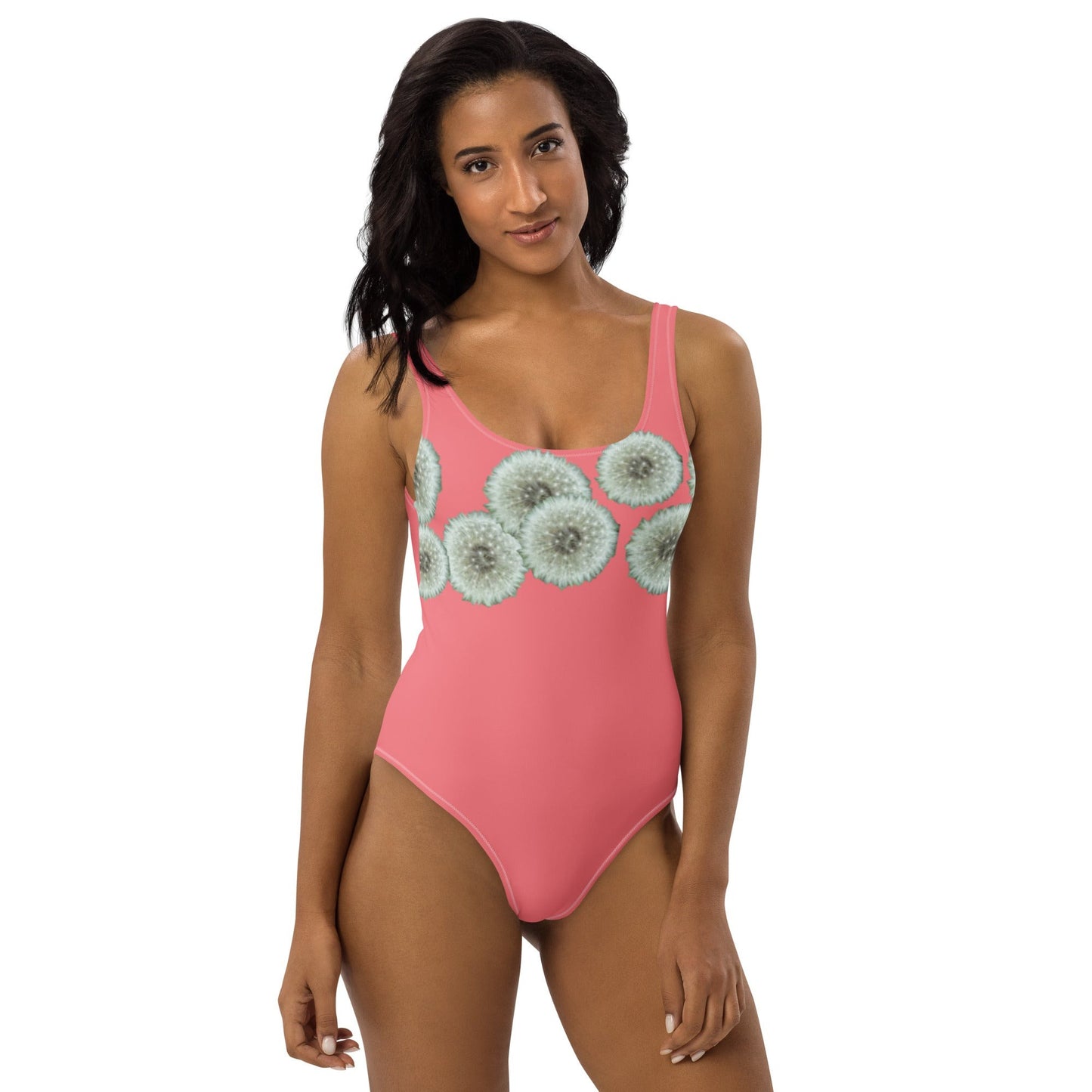 One-Piece Swimsuit Dandelions on pink