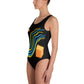 One-Piece Swimsuit Waive on black