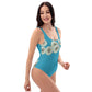 One-Piece Swimsuit Dandelions on turquoise
