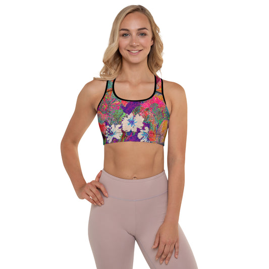 Padded Sports Bra orange flowers