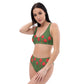 Recycled high-waisted bikini Tulips on green