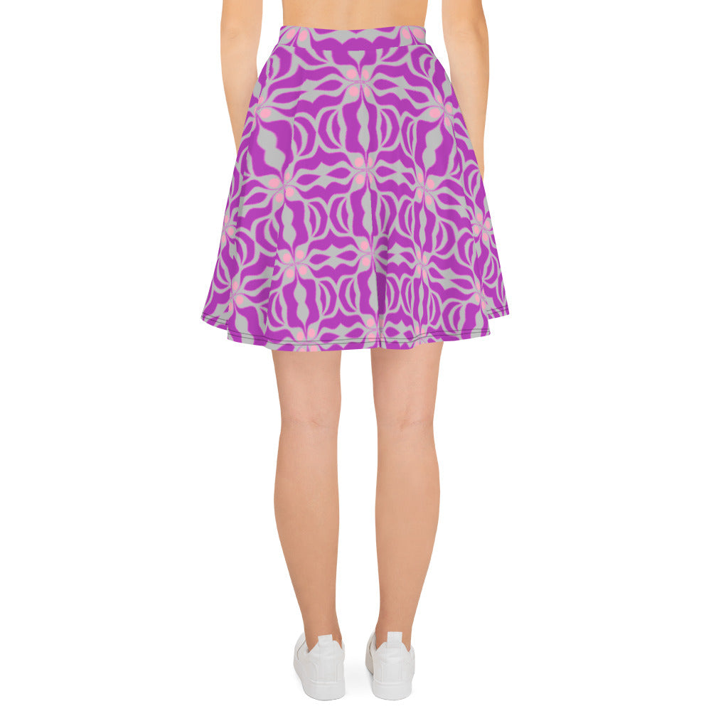 Skater Skirt with gray and purple print