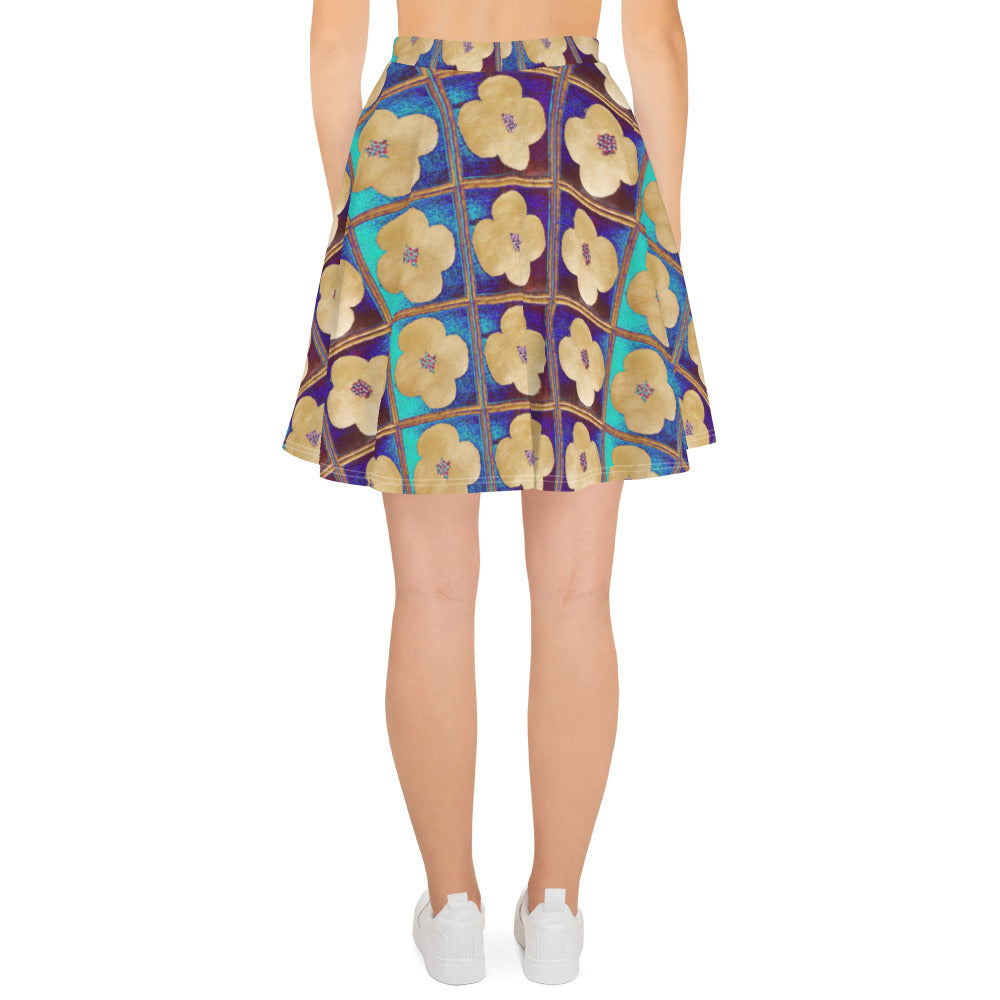 Skater skirt with goldish flowers