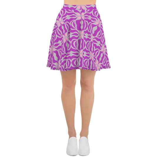 Skater Skirt with gray and purple print