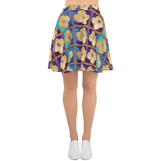 Skater skirt with goldish flowers