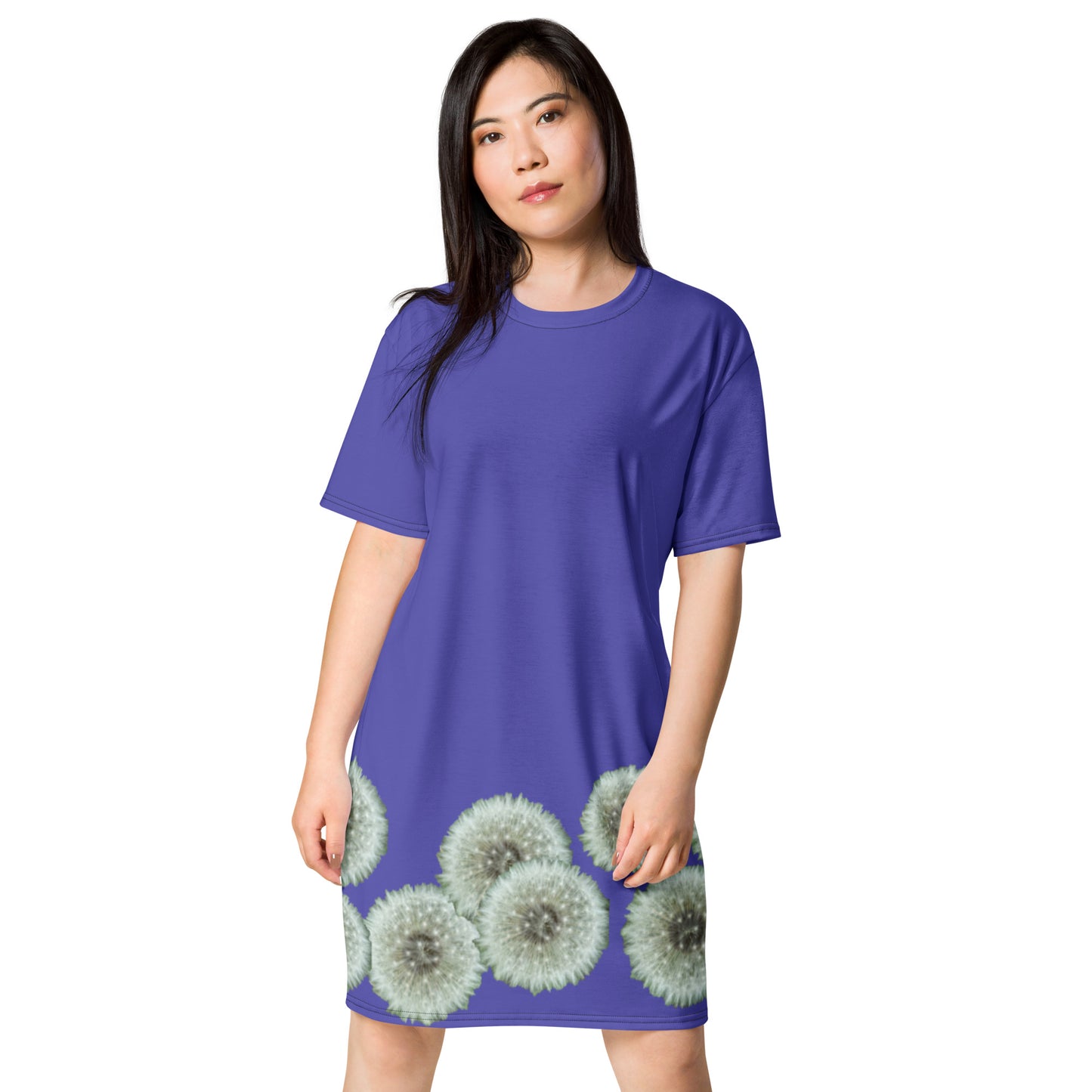 T-shirt dress Dandelions on purple