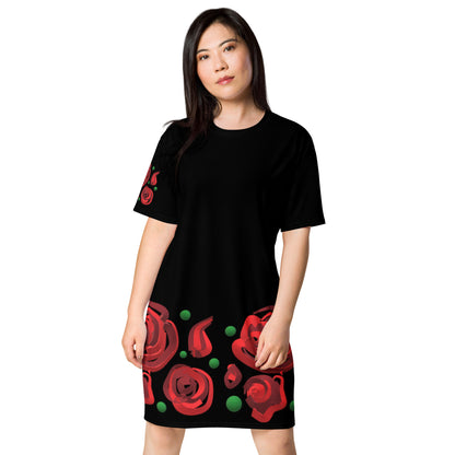 T-shirt dress Geometric roses