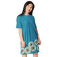 T-shirt dress Dandelions on turquoise