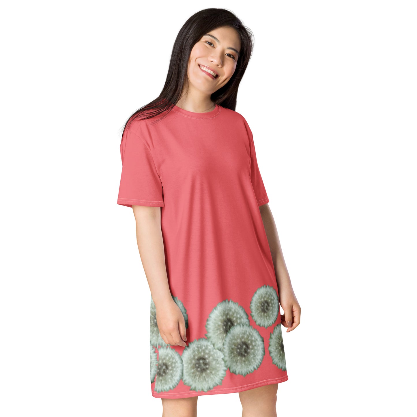 T-shirt dress Dandelions on pink