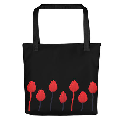 Tote bag Tulip on black