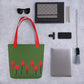 Tote bag Tulip on green