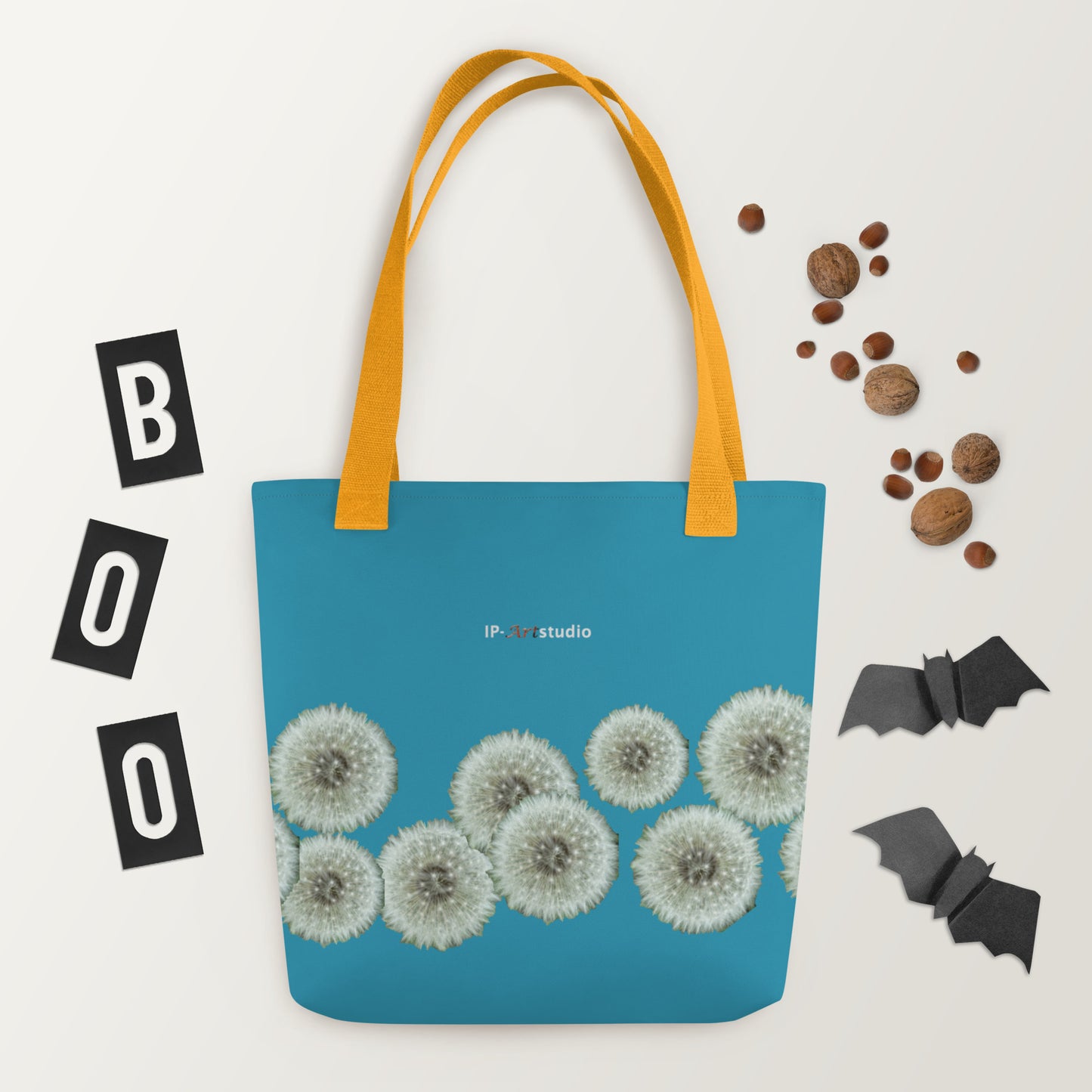 Tote bag  Dandelions on turquoise
